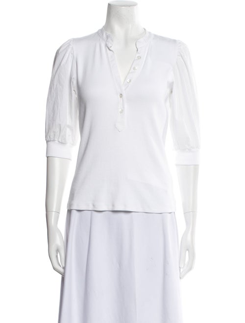 Veronica Beard V-Neck Three-Quarter Sleeve Polo