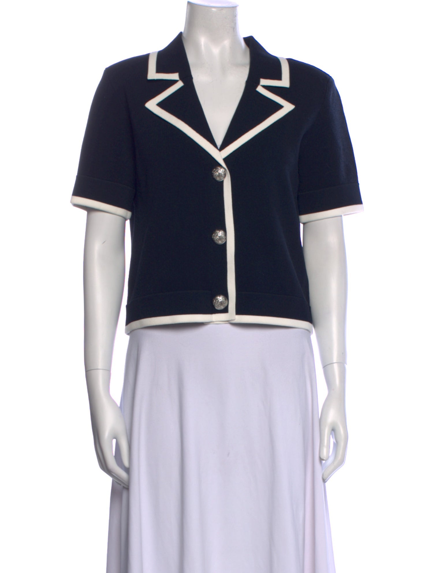 Veronica Beard Colorblock Pattern Short Sleeve Crop Top