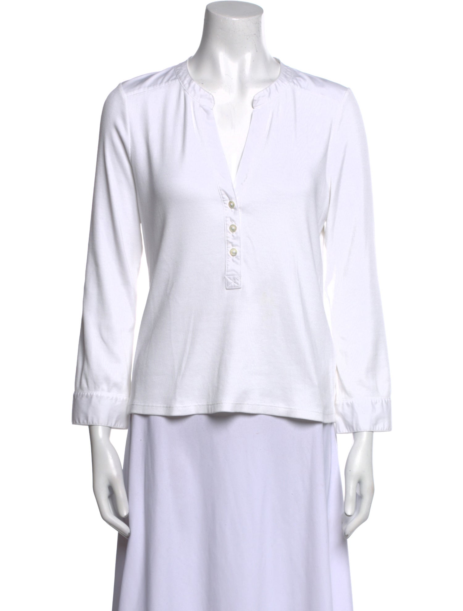 Veronica Beard V-Neck Three-Quarter Sleeve Polo