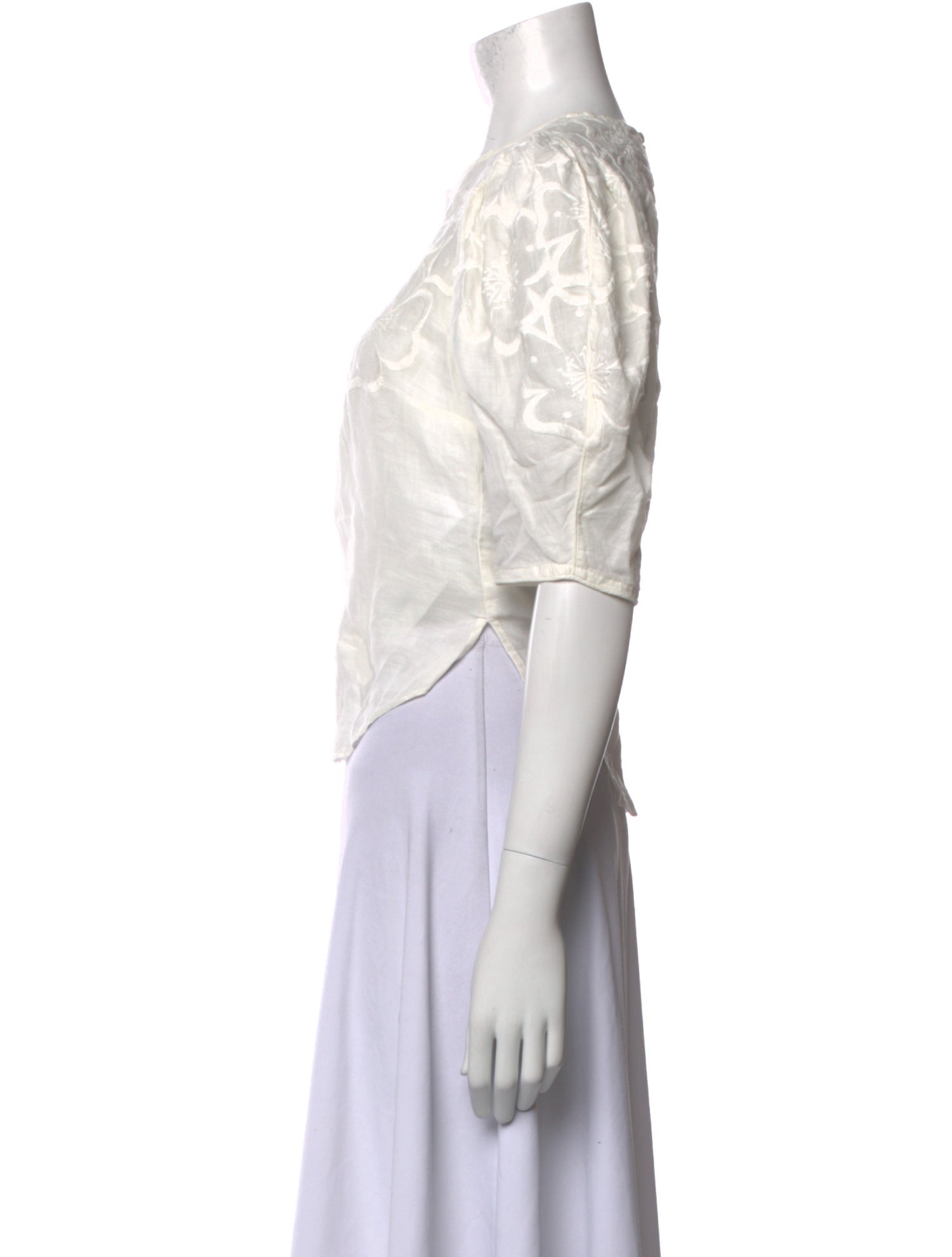 Veronica Beard Crew Neck Three-Quarter Sleeve Crop Top