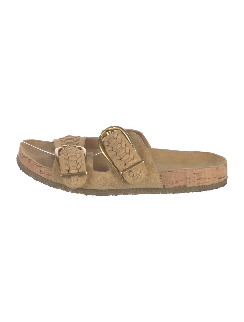 Veronica Beard Suede Slides Neutrals Buckle Closu… - image 1