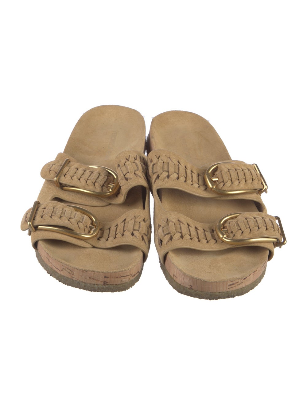 Veronica Beard Suede Slides Neutrals Buckle Closu… - image 3