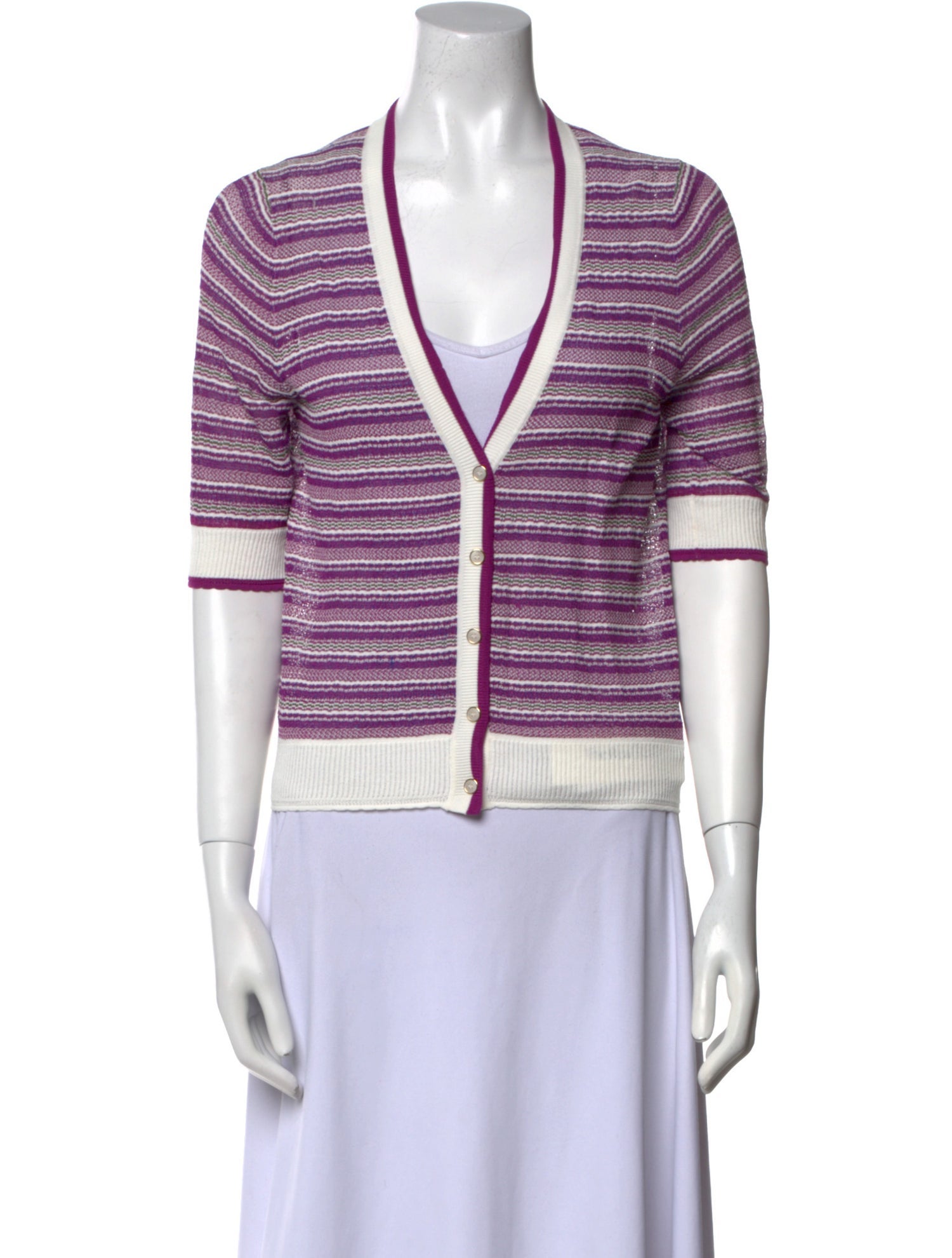 Veronica Beard Striped V-Neck Sweater