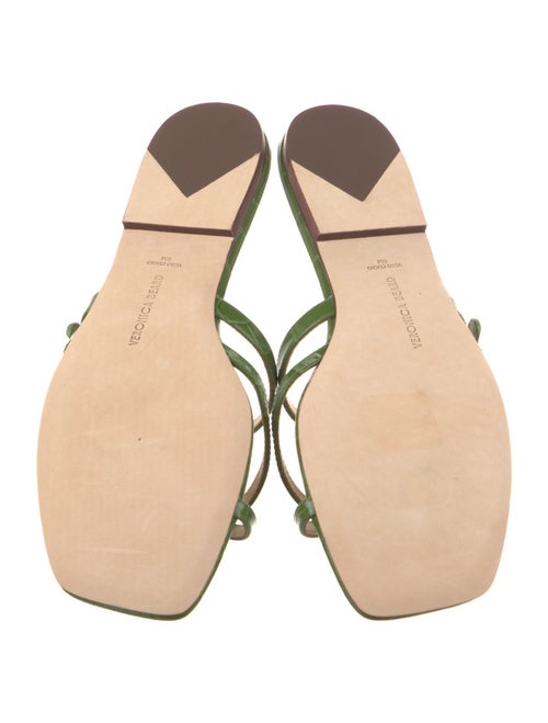 Veronica Beard Embossed Leather Leather Trim Embellishment Slides