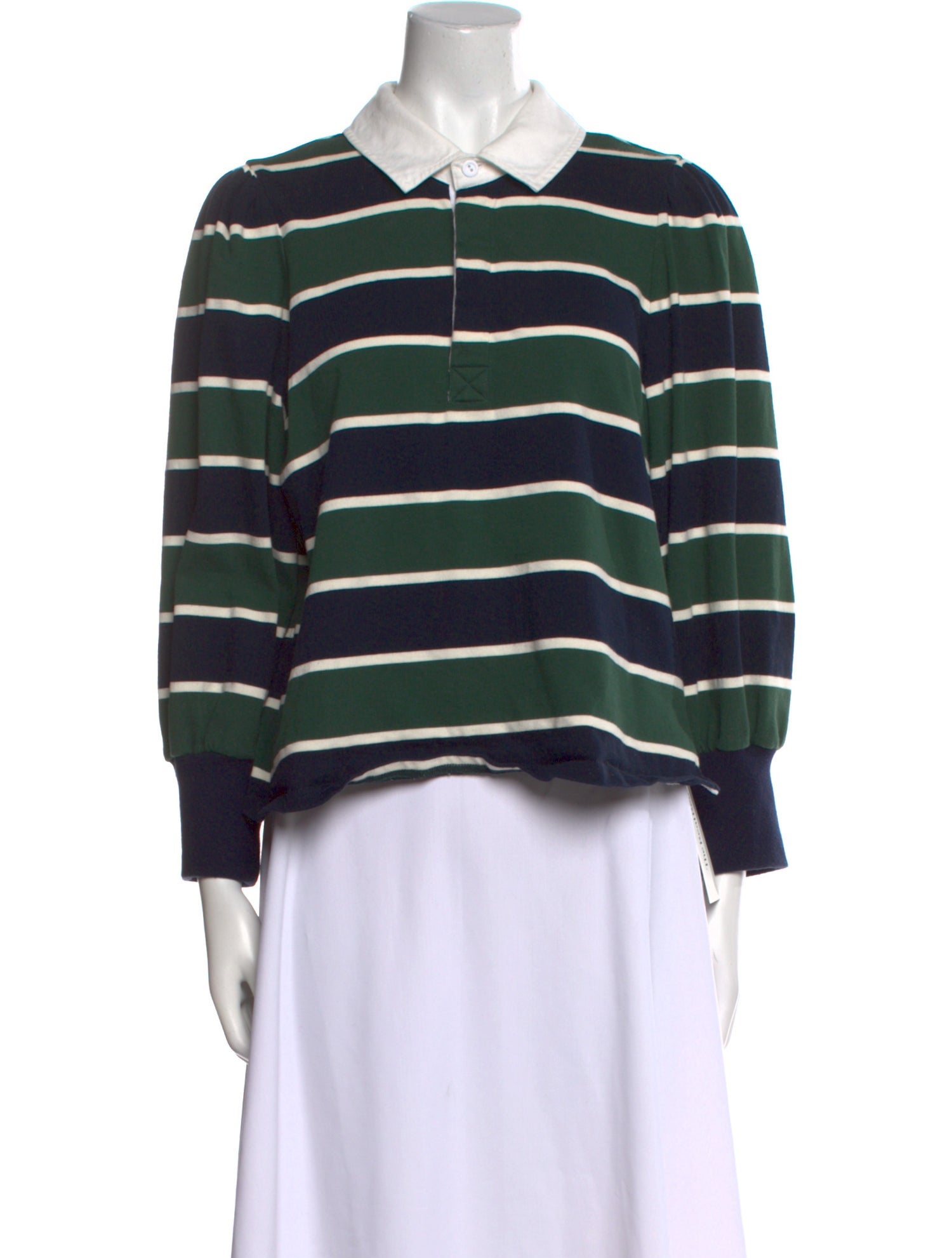 Veronica Beard Striped Long Sleeve Polo