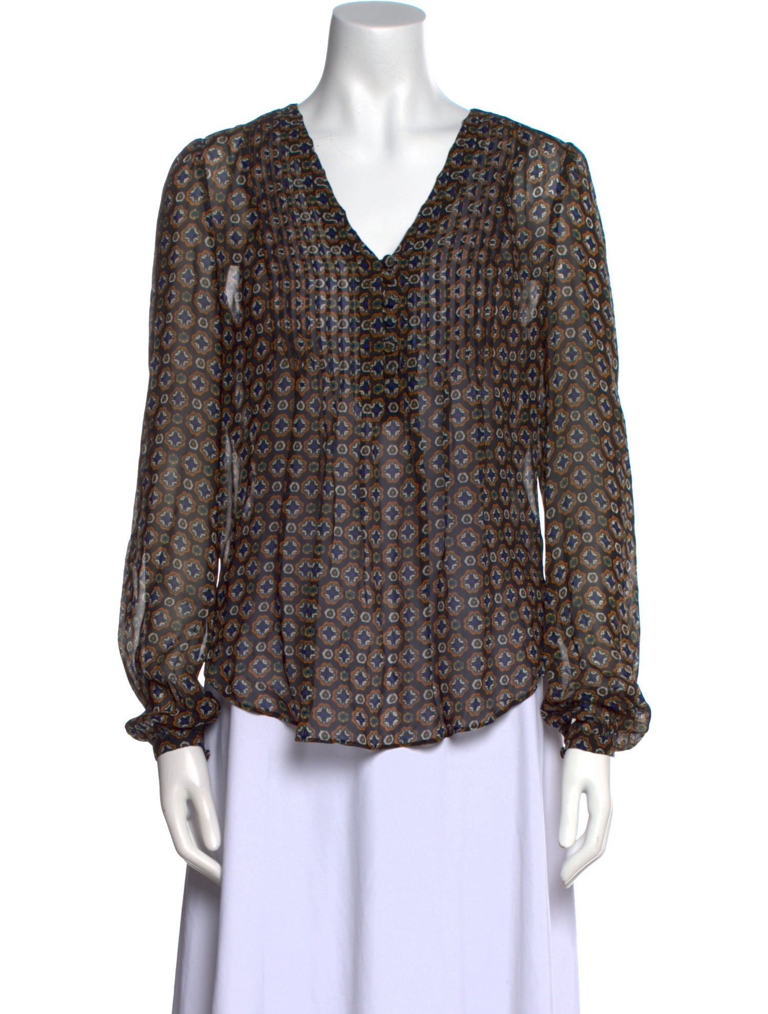 Veronica Beard Floral Print V-Neck Blouse