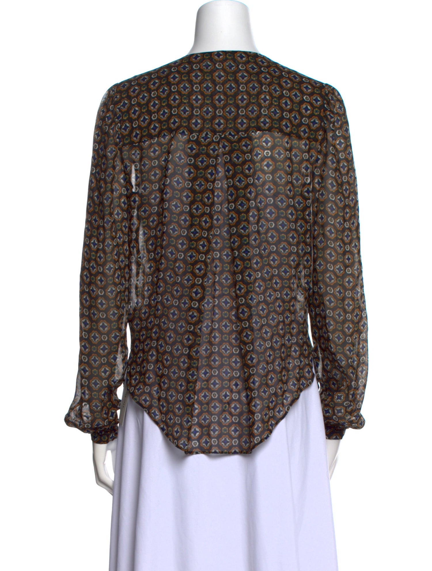 Veronica Beard Floral Print V-Neck Blouse