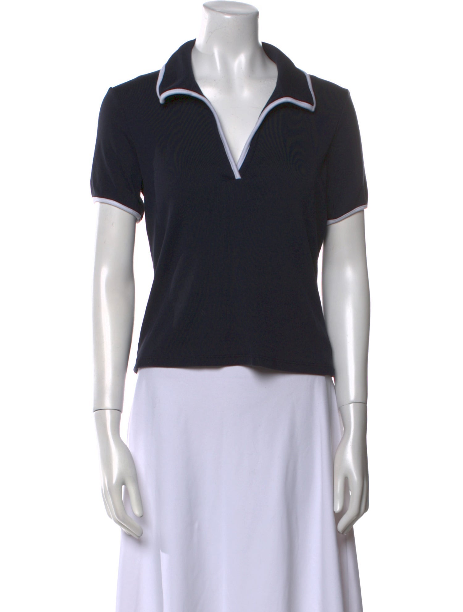 Veronica Beard V-Neck Short Sleeve Polo