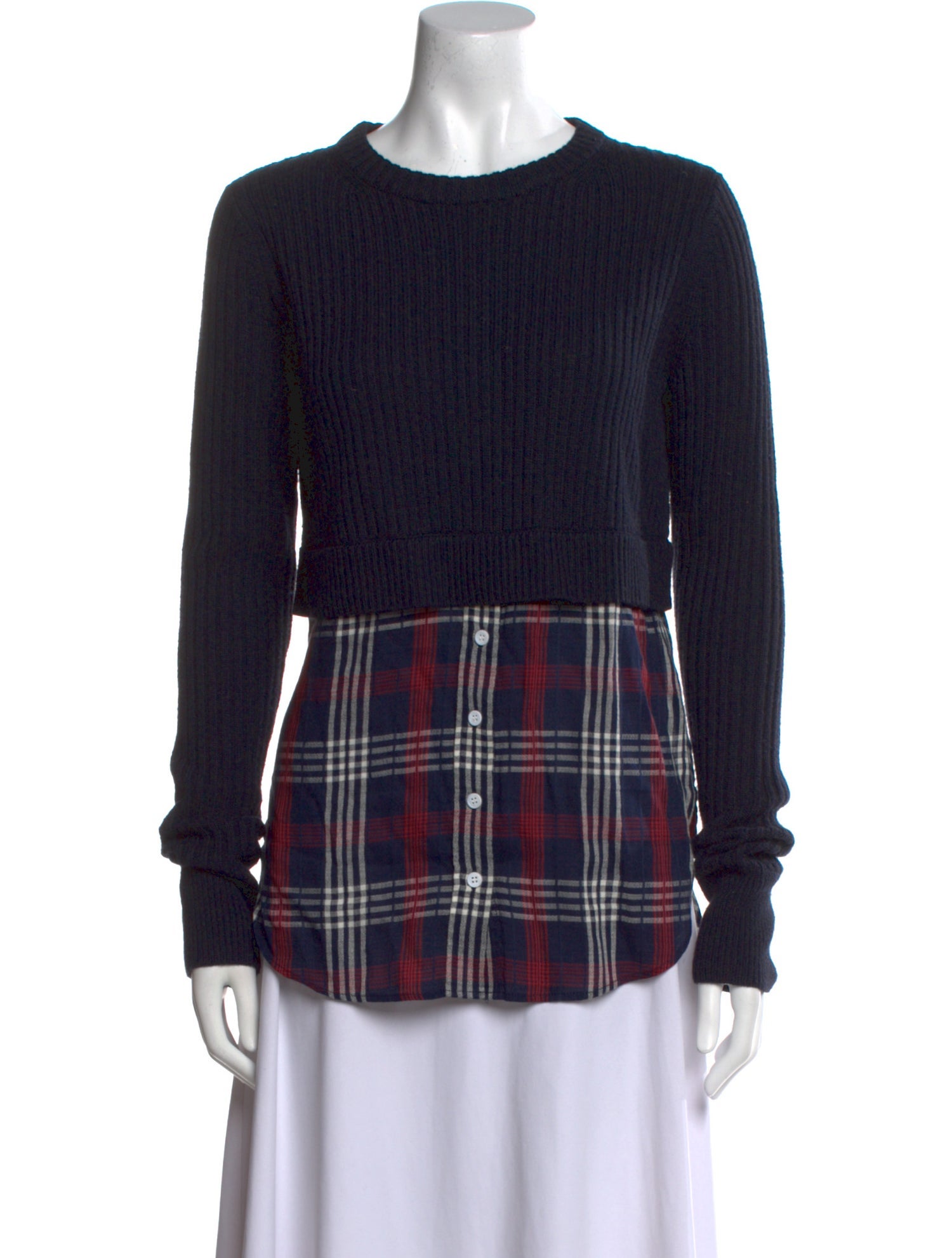 Veronica Beard Merino Wool Plaid Print Sweater