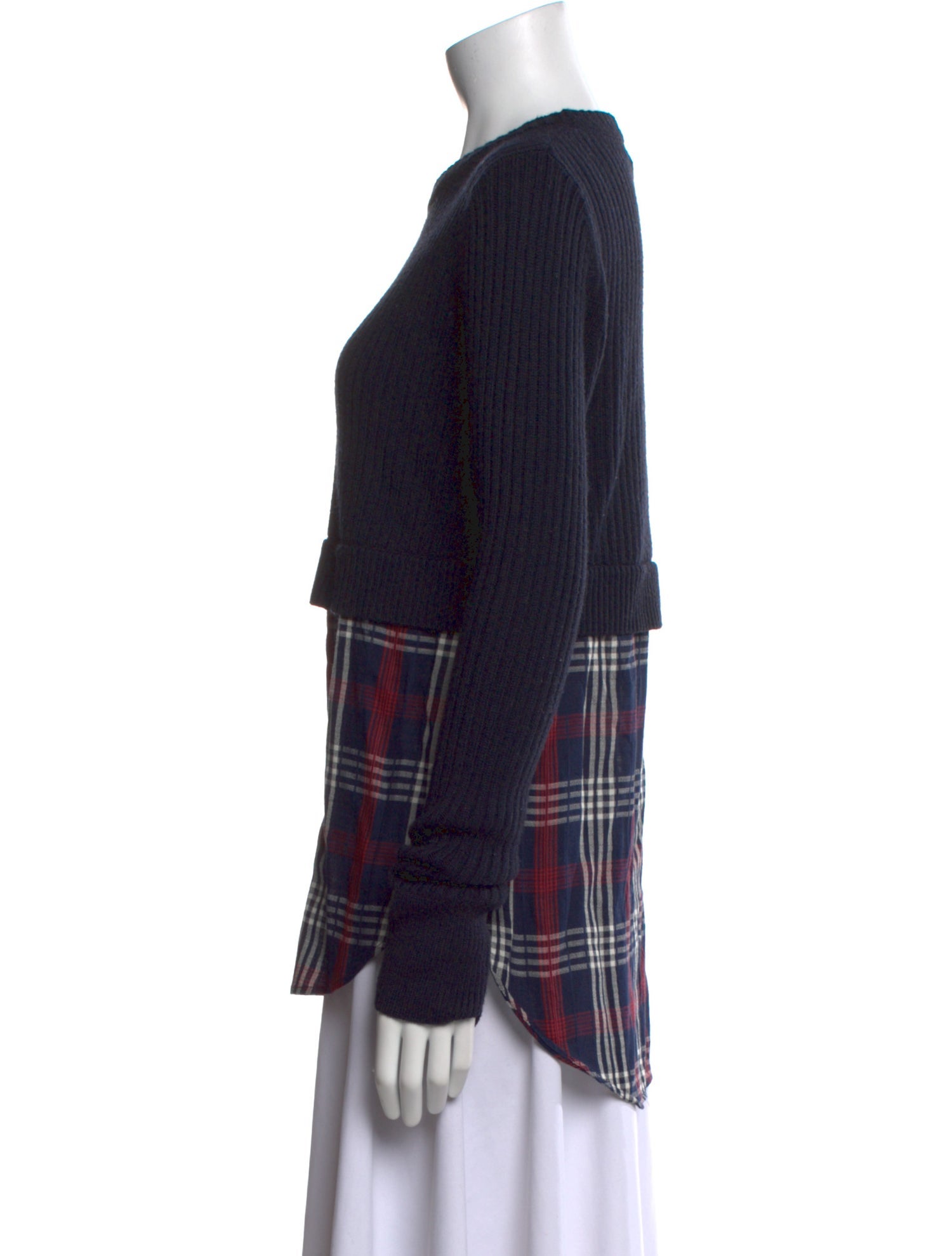 Veronica Beard Merino Wool Plaid Print Sweater