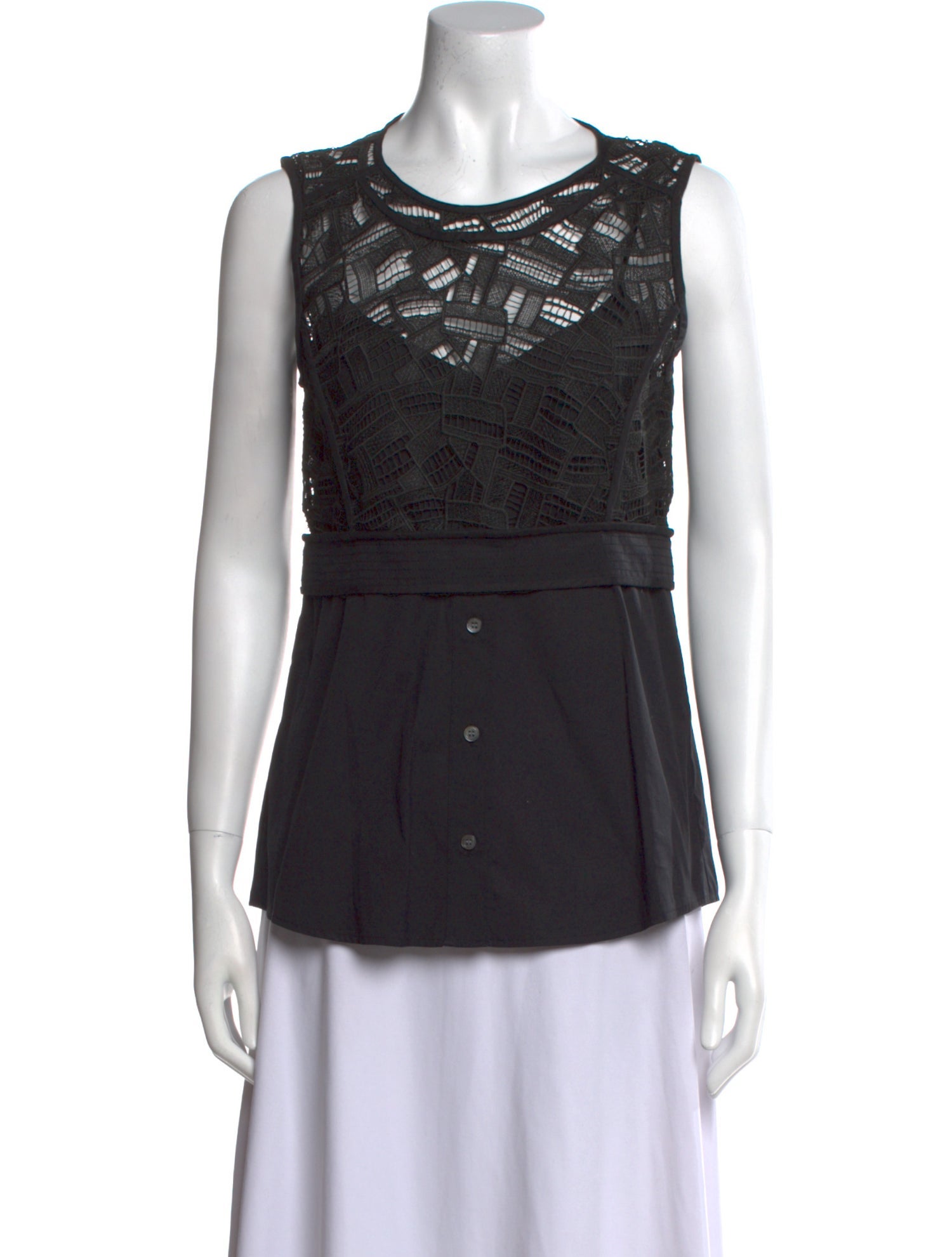 Veronica Beard Lace Pattern Crew Neck Top