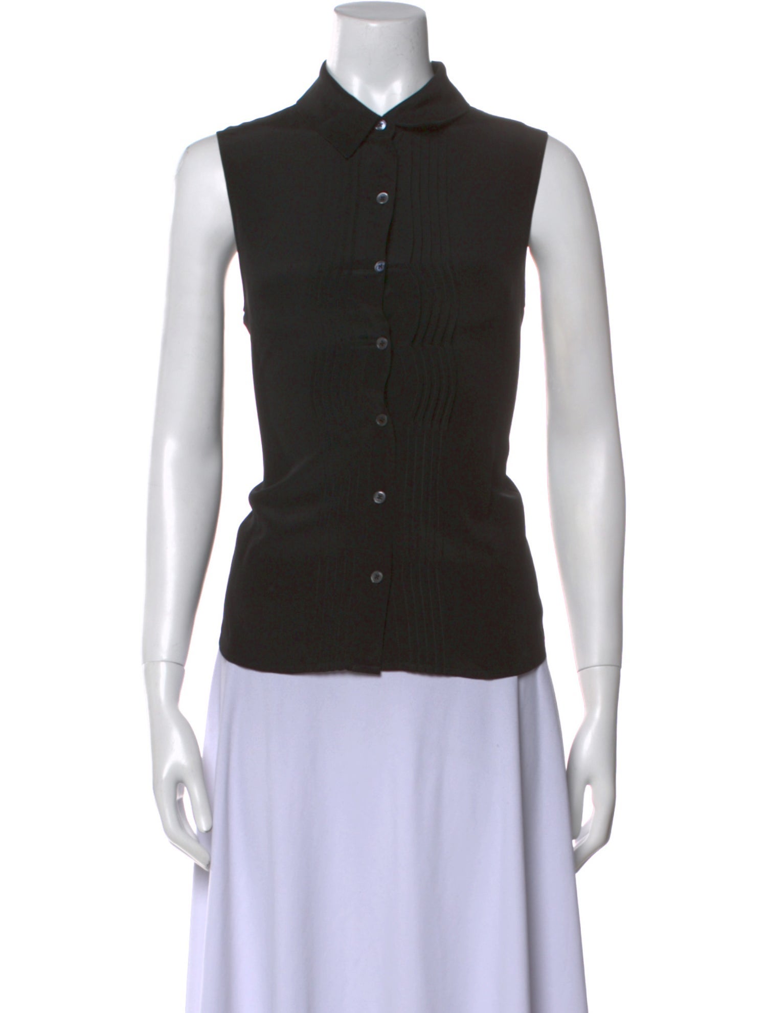 Veronica Beard Silk Sleeveless Button-Up Top