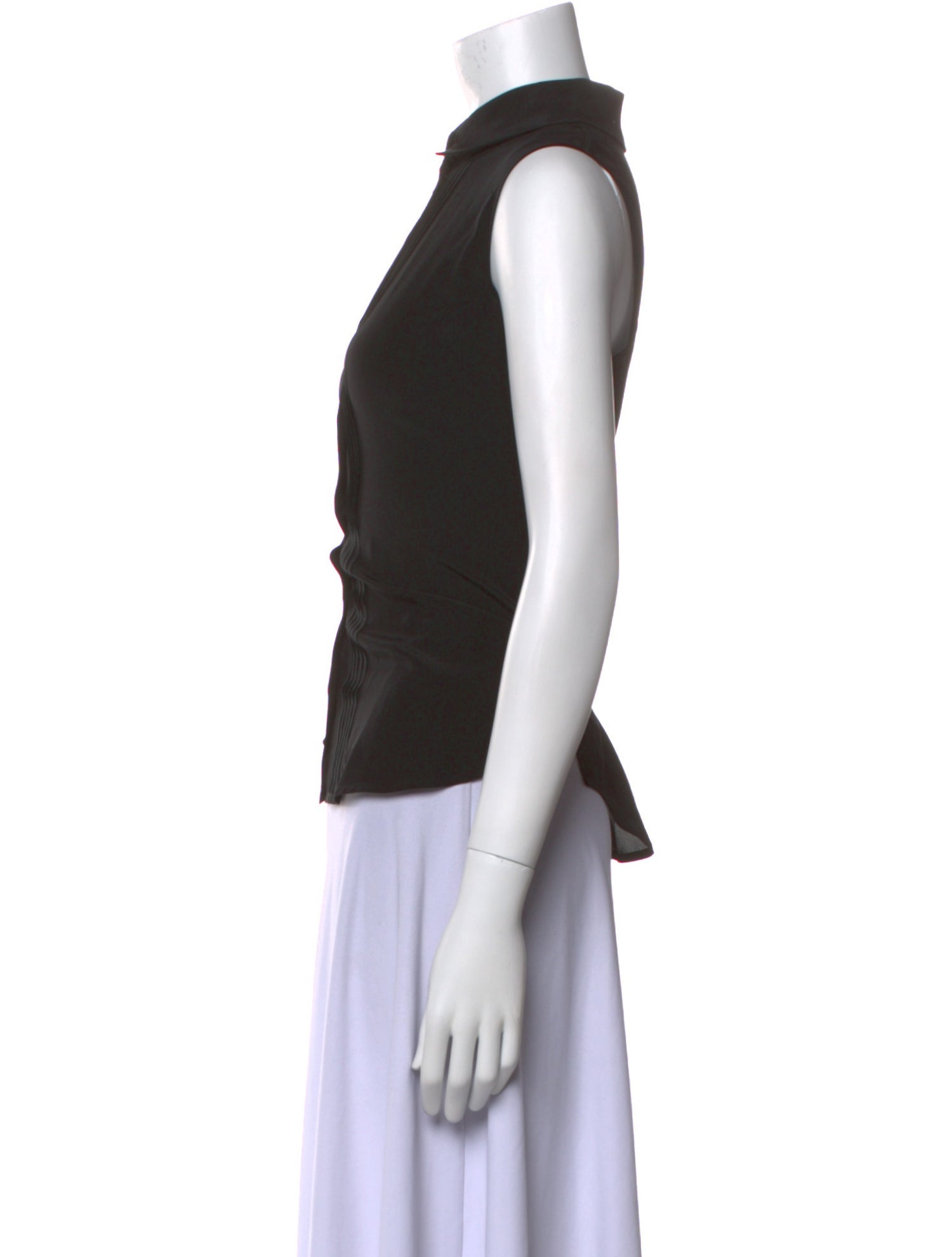 Veronica Beard Silk Sleeveless Button-Up Top