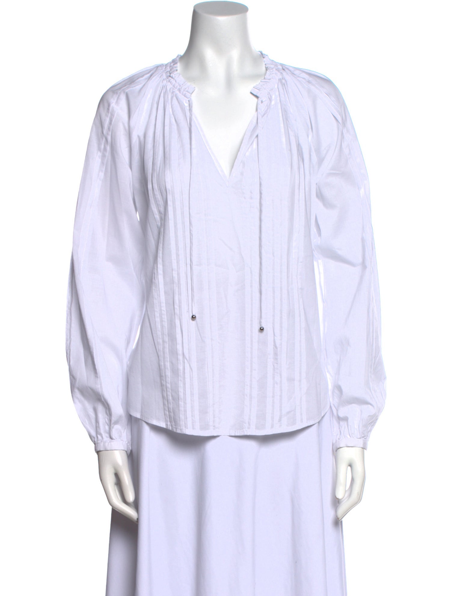 Veronica Beard Striped V-Neck Button-Up Top