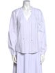 Veronica Beard Striped V-Neck Button-Up Top