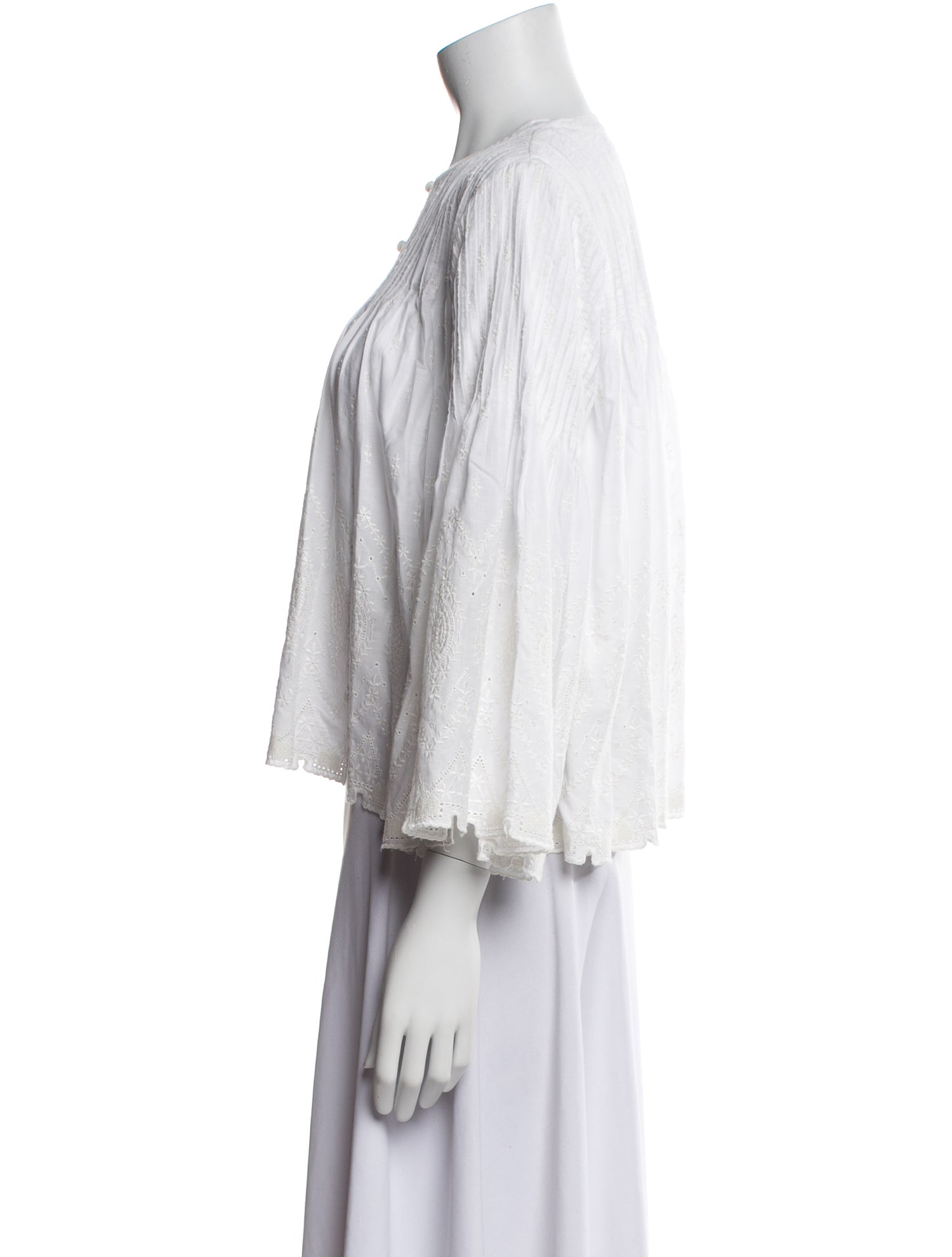 Veronica Beard Mock Neck Three-Quarter Sleeve Crop Top