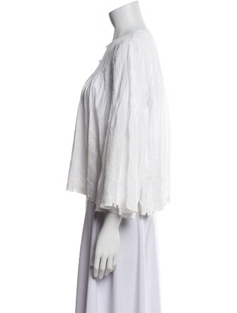 Veronica Beard Mock Neck Three-Quarter Sleeve Crop Top