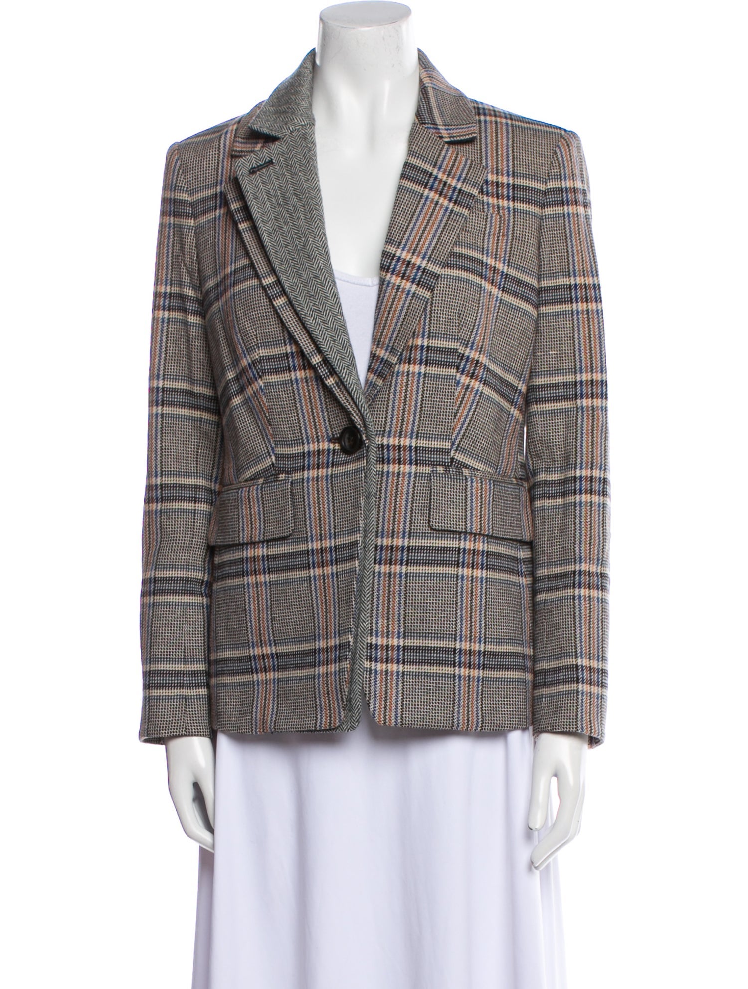 Veronica Beard Plaid Print Blazer