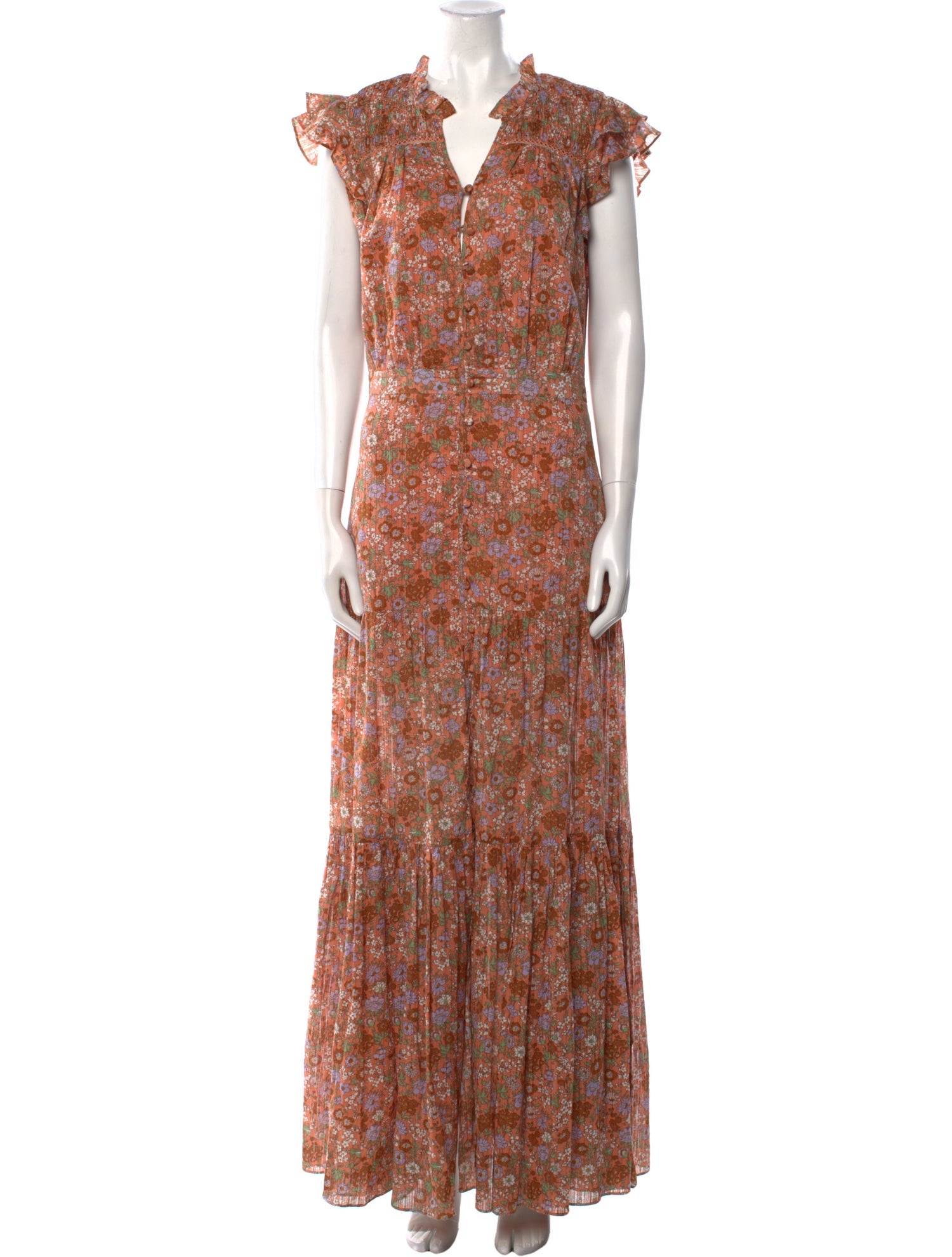 Veronica Beard Floral Print Long Dress