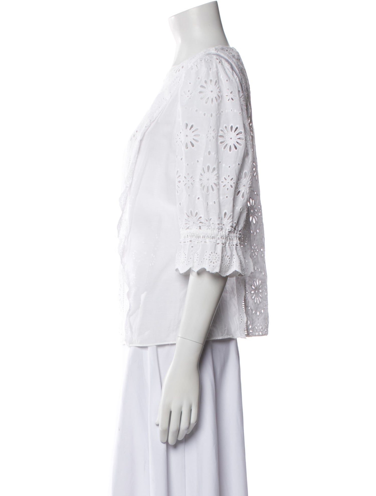 Veronica Beard Scoop Neck Three-Quarter Sleeve Blouse