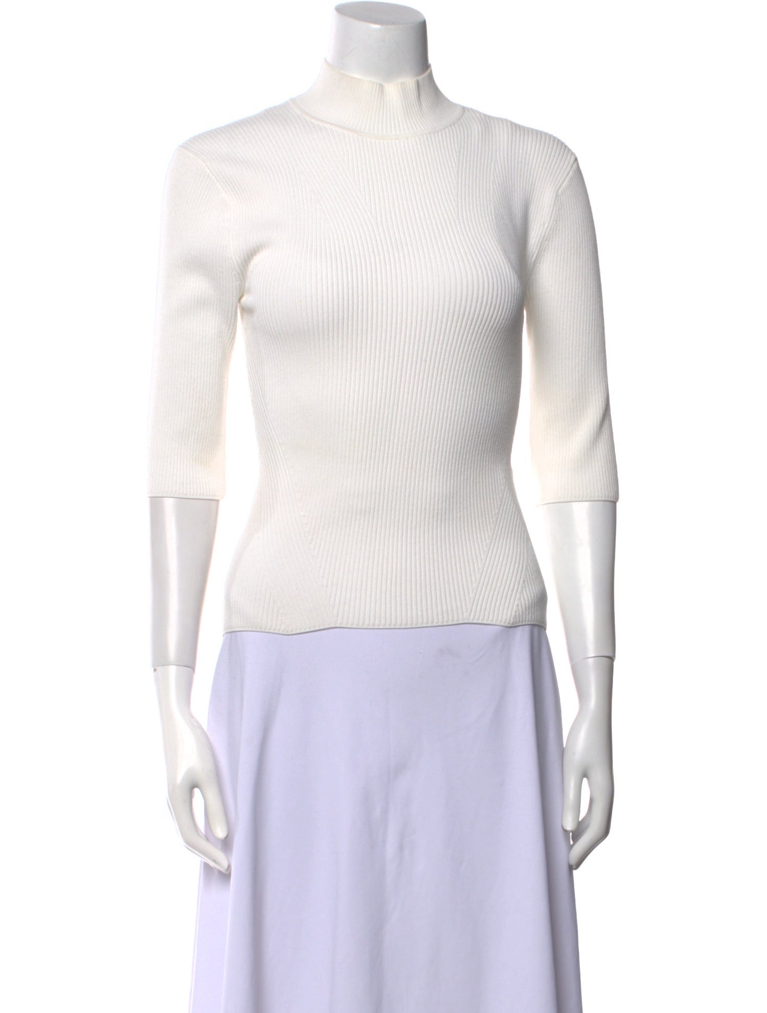 Veronica Beard Mock Neck Three-Quarter Sleeve Top