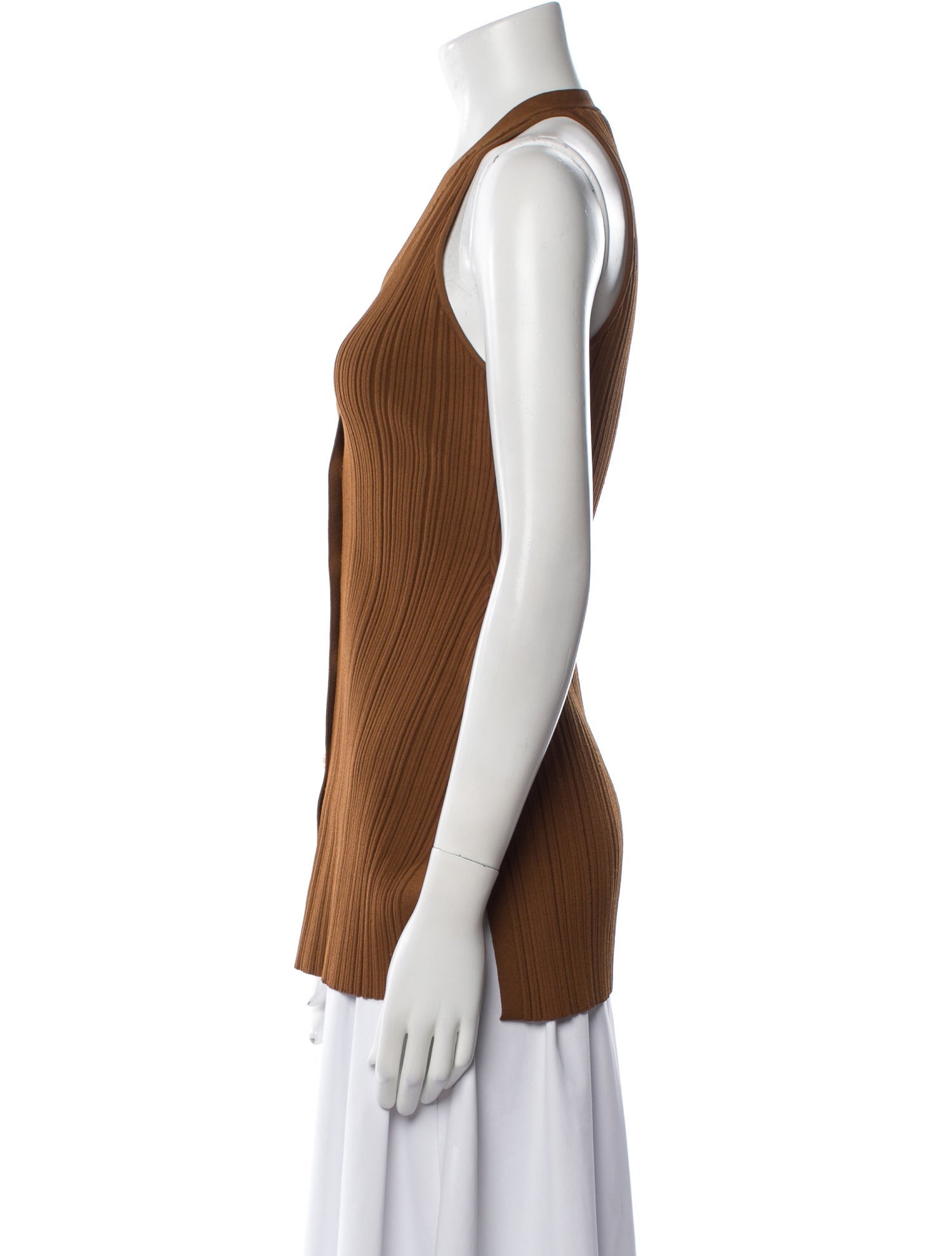 Veronica Beard V-Neck Sleeveless Button-Up Top