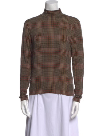 Veronica Beard Plaid Print Turtleneck Top