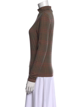 Veronica Beard Plaid Print Turtleneck Top