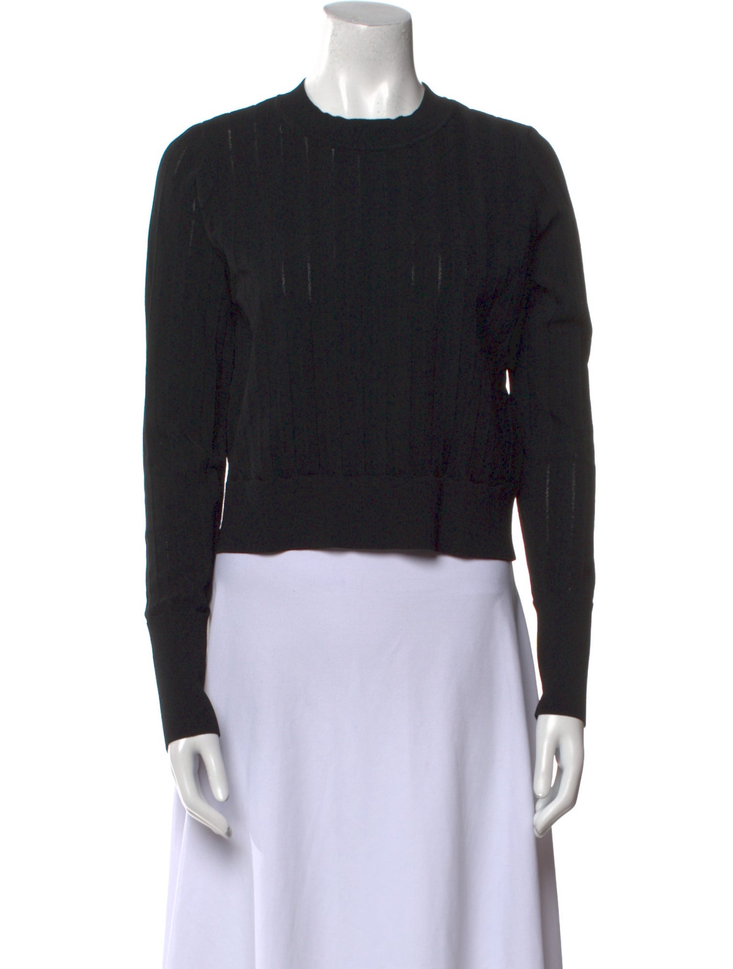 Veronica Beard Crew Neck Long Sleeve Crop Top