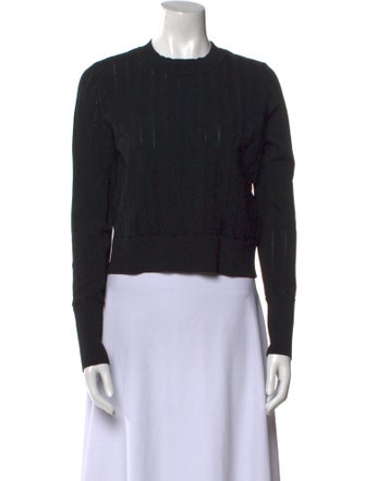 Veronica Beard Crew Neck Long Sleeve Crop Top