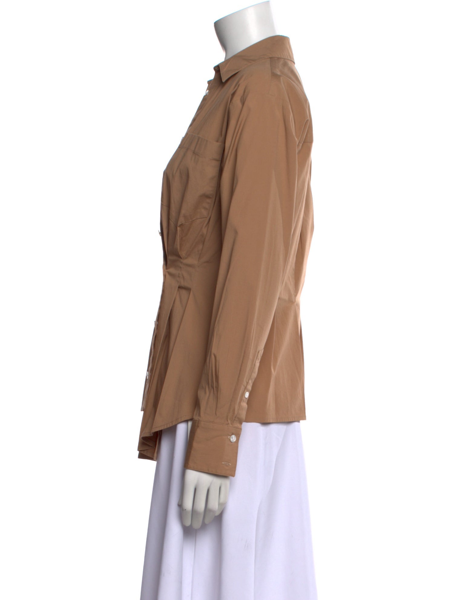 Veronica Beard V-Neck Long Sleeve Button-Up Top