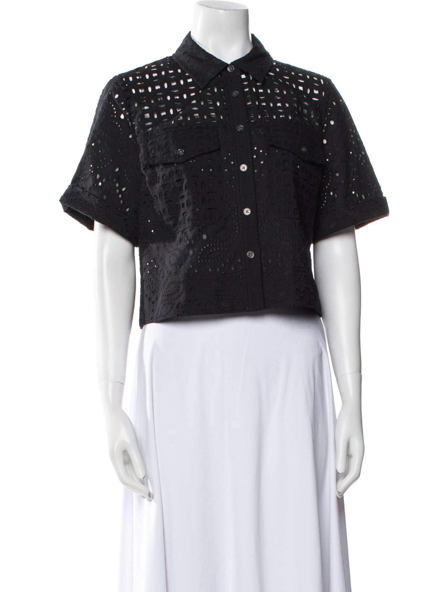 Veronica Beard Short Sleeve Crop Top