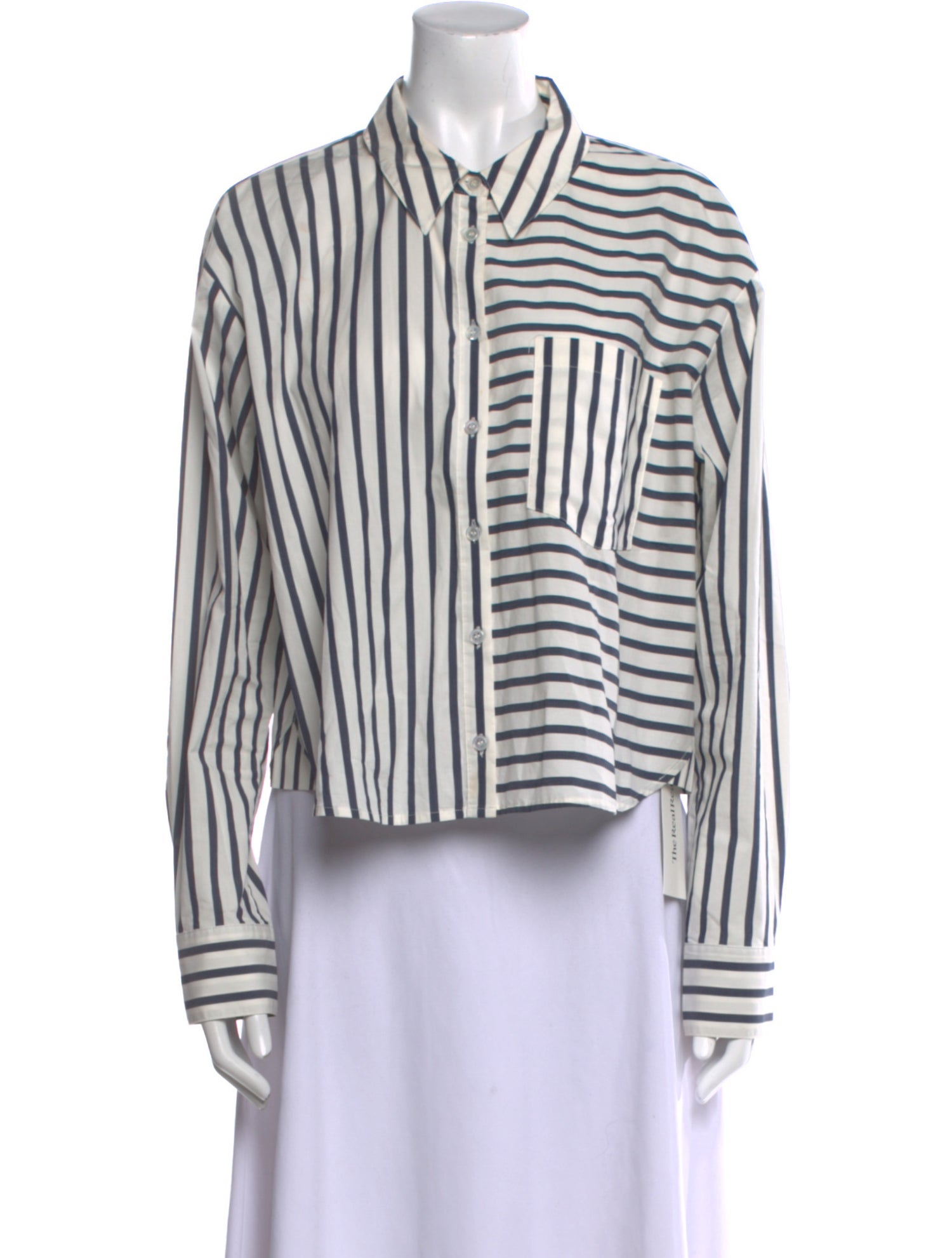 Veronica Beard Striped Long Sleeve Button-Up Top