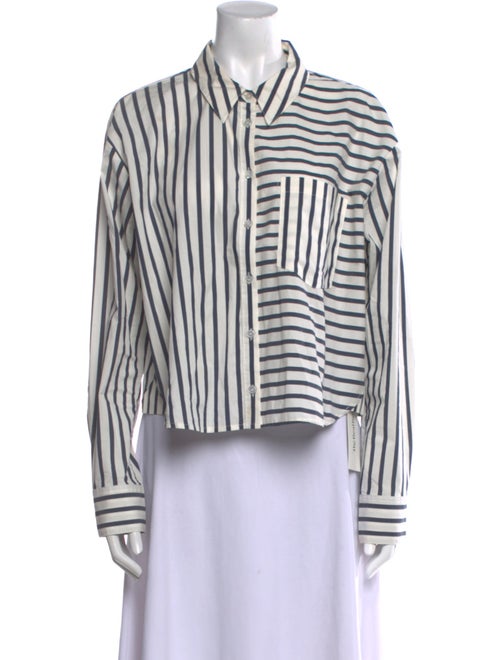 Veronica Beard Striped Long Sleeve Button-Up Top