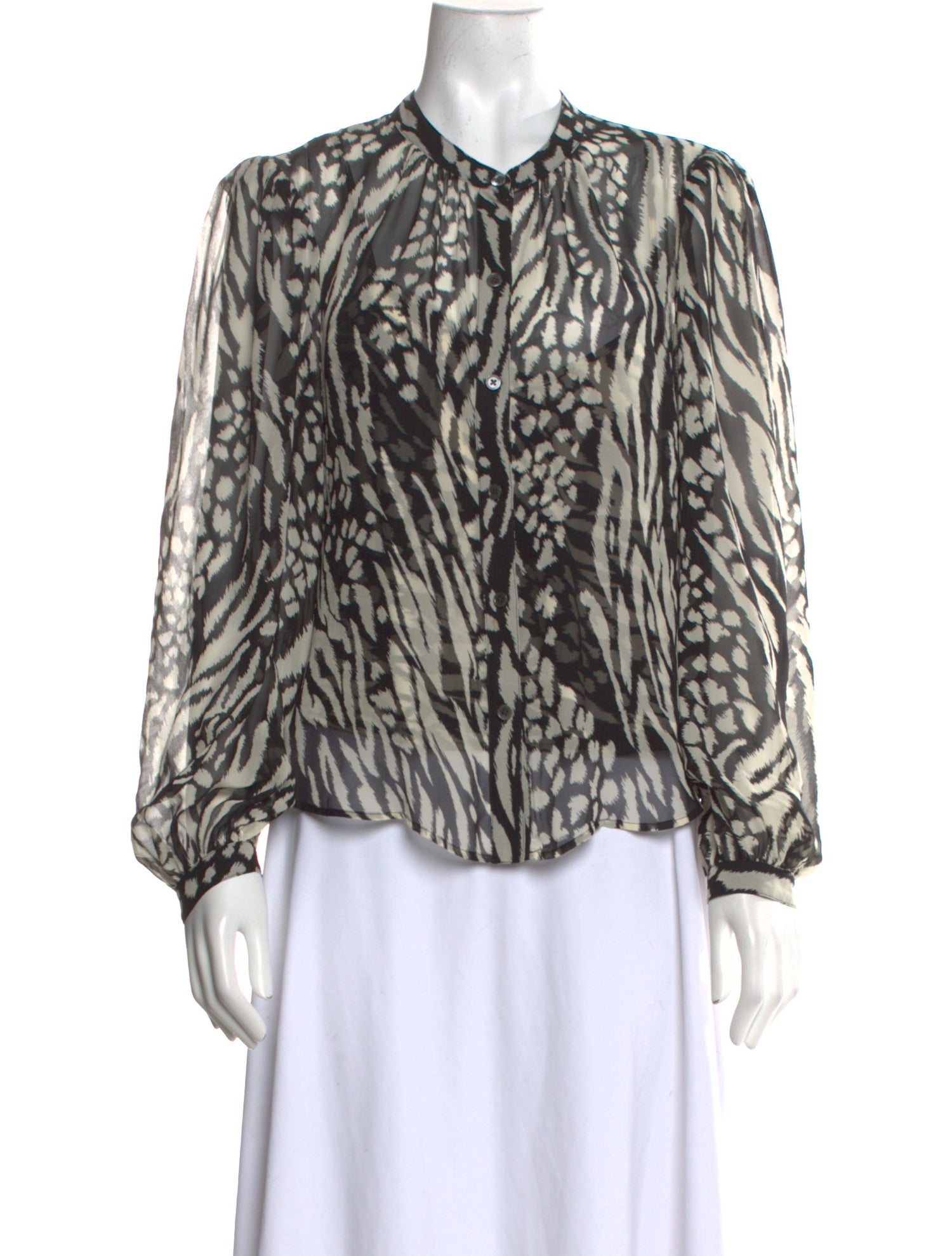Veronica Beard Silk Animal Print Blouse