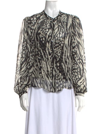 Veronica Beard Silk Animal Print Blouse