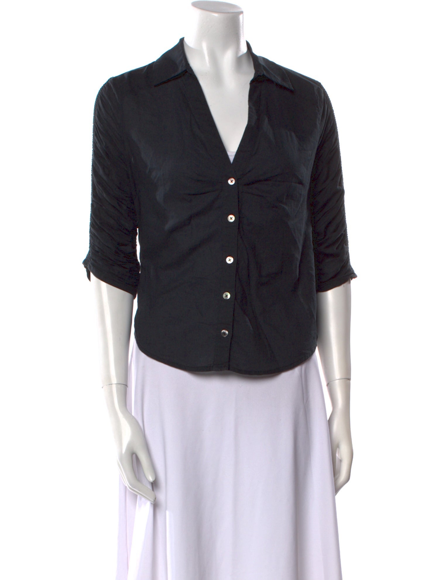 Veronica Beard Three-Quarter Sleeve Button-Up Top