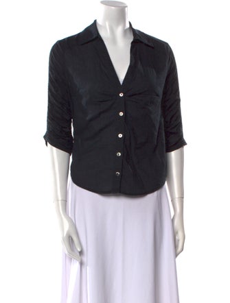 Veronica Beard Three-Quarter Sleeve Button-Up Top