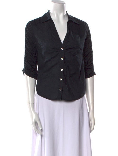 Veronica Beard Three-Quarter Sleeve Button-Up Top