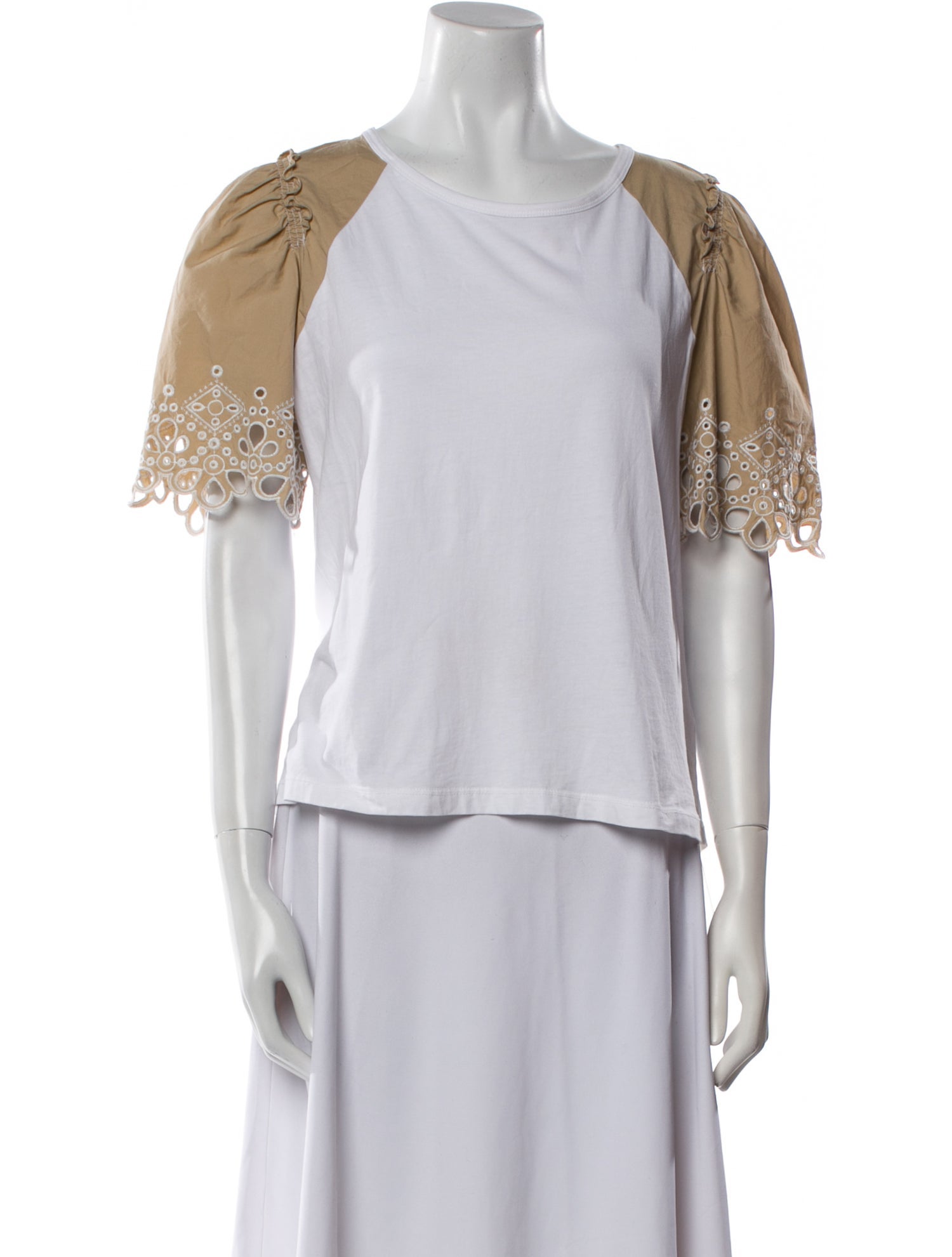 Veronica Beard Colorblock Pattern Scoop Neck Crop Top