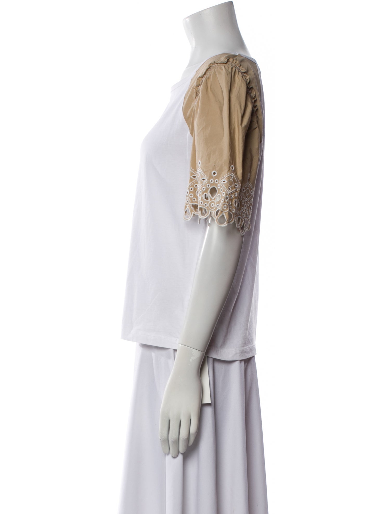 Veronica Beard Colorblock Pattern Scoop Neck Crop Top