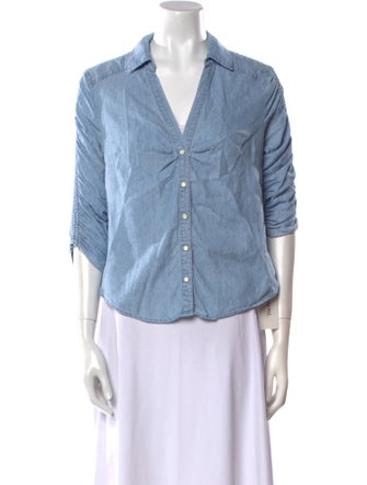 Veronica Beard Three-Quarter Sleeve Button-Up Top