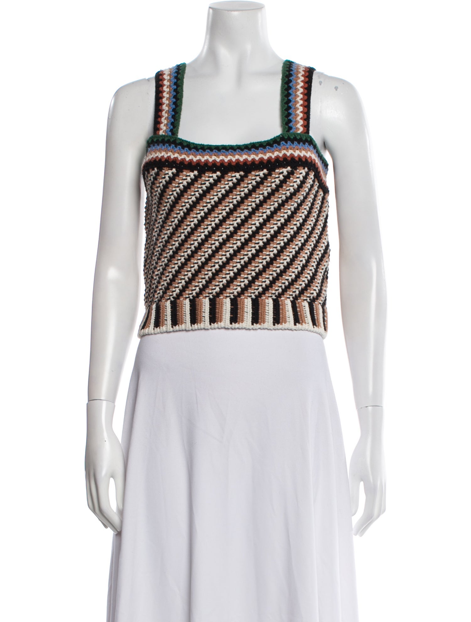 Veronica Beard Striped Square Neckline Crop Top