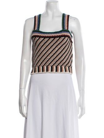 Veronica Beard Striped Square Neckline Crop Top