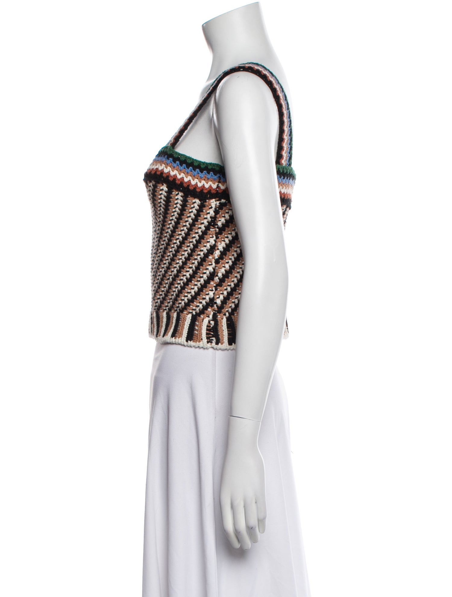 Veronica Beard Striped Square Neckline Crop Top