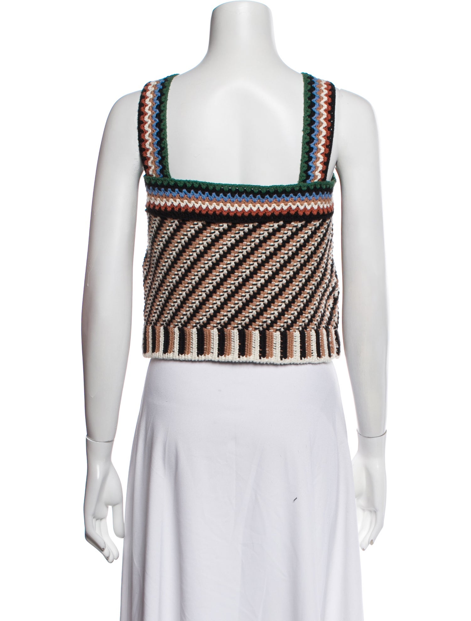 Veronica Beard Striped Square Neckline Crop Top