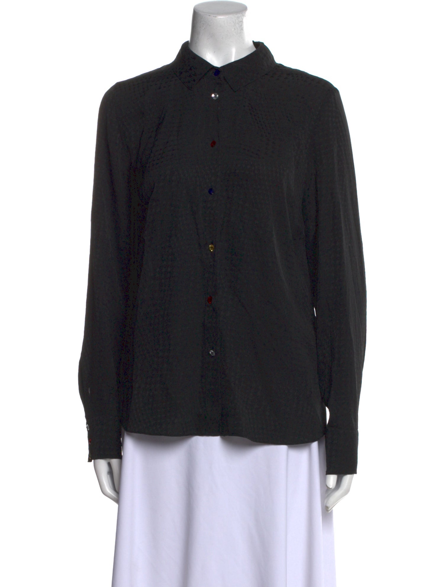 Veronica Beard Silk Long Sleeve Button-Up Top
