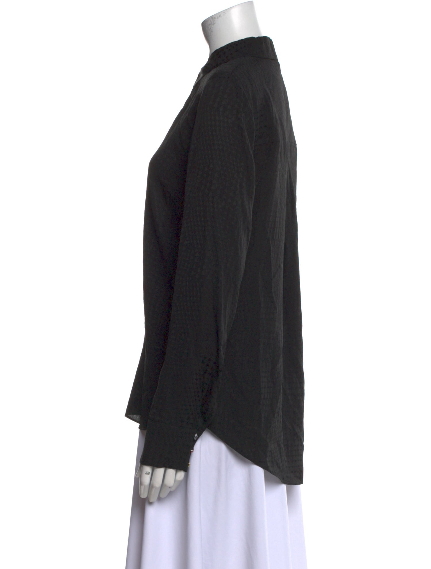 Veronica Beard Silk Long Sleeve Button-Up Top