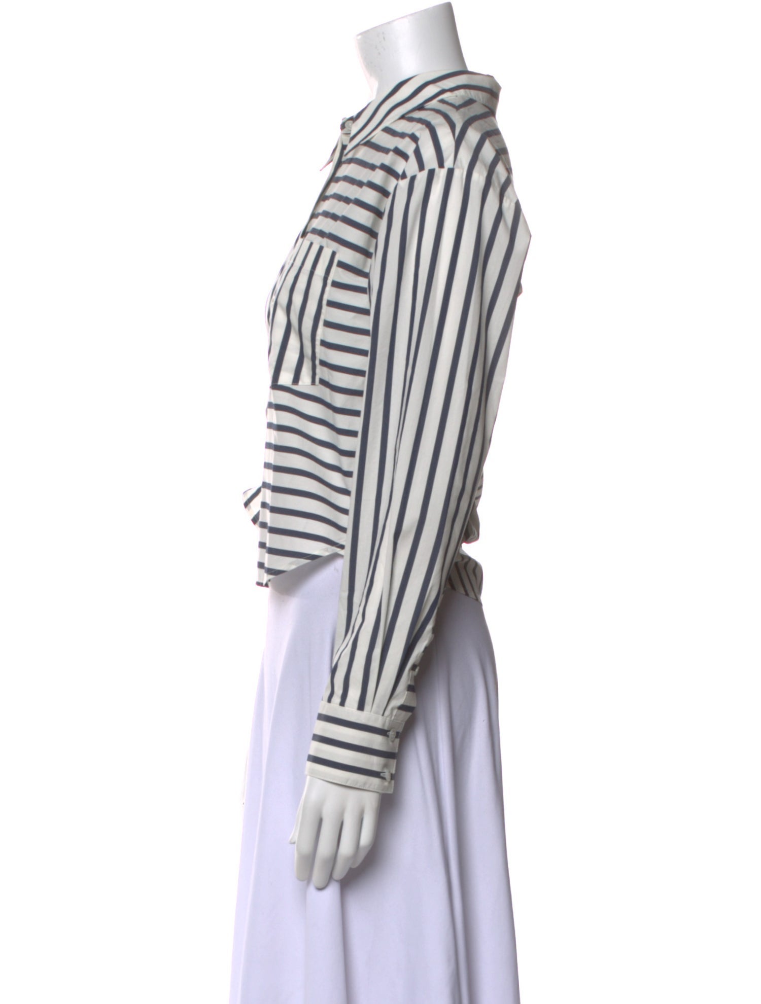 Veronica Beard Striped Long Sleeve Button-Up Top