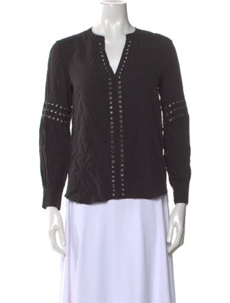 Veronica Beard V-Neck Long Sleeve Blouse